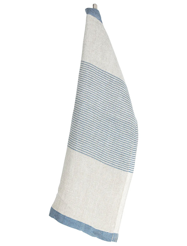 Lapuan Kankurit Handtuch/ Saunaauflage „Kaisla“ aus 100% Leinen in leinen-blau.