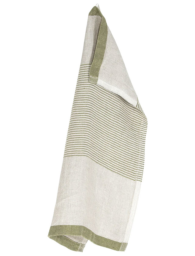 Lapuan Kankurit Handtuch/ Saunaauflage „Kaisla“ aus 100% Leinen in leinen-oliv.