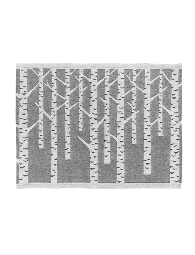 Koivu Saunaauflage klein in White Black aus 60% Leinen und 40% Baumwolle von Lapuan Kankurit.