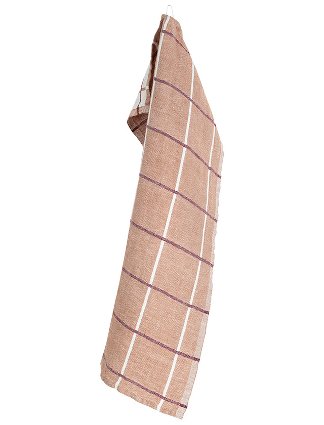 Kokki Geschirrtücher von Lapuan Kankurit aus hochwertigem Leinen mit feinem Karomuster in der Farbkombination Cinnamon-White-Bordeaux