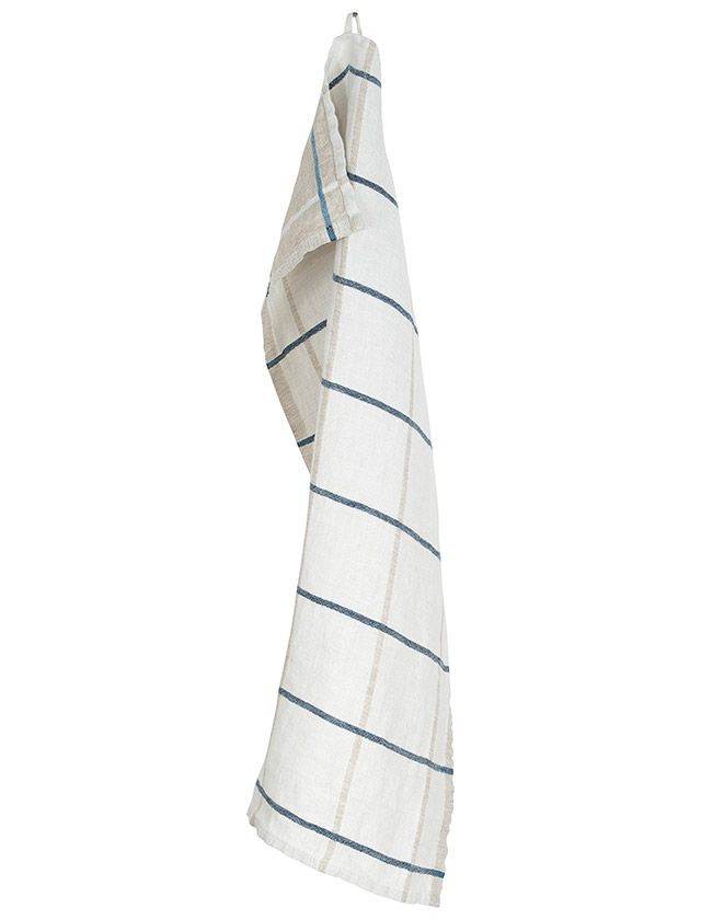 Kokki Geschirrtücher von Lapuan Kankurit aus hochwertigem Leinen mit feinem Karomuster in der Farbkombination White-Linen-Blue