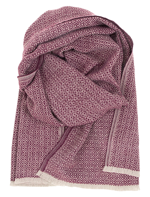 Koli Shawl aus 100% Merinowolle in der Farbe Beige-Bordeaux von Lapuan Kankurit - gewebt in Finnland!
