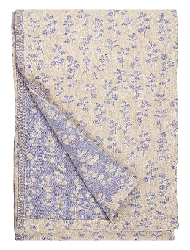 MEIRAMI Leinentuch in Gold-Lavender von der finnischen Marke Lapuan Kankurit.