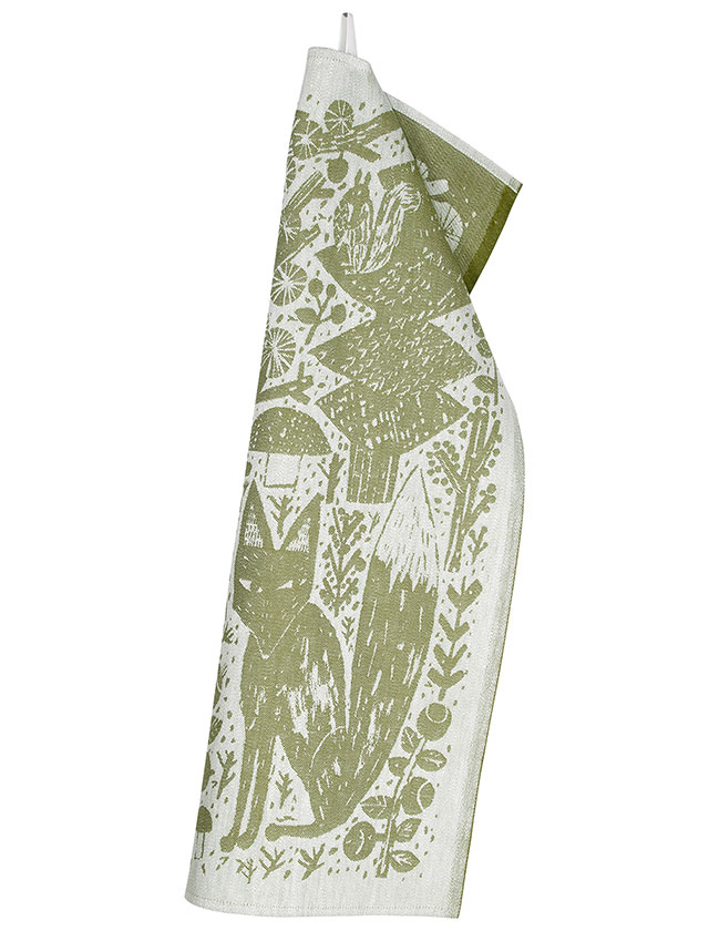 Metsikkö Geschirrtuch in White-Olive von Lapuan Kankurit