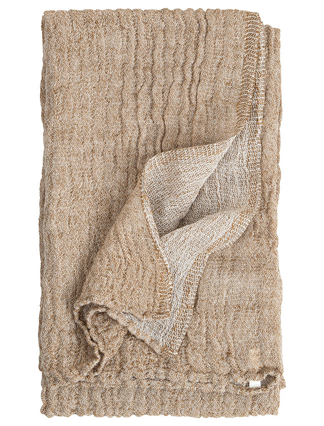Nyytti Dusch- und Badetuch in White Brown von Lapuan Kankurit aus Leinen und Tencel.
