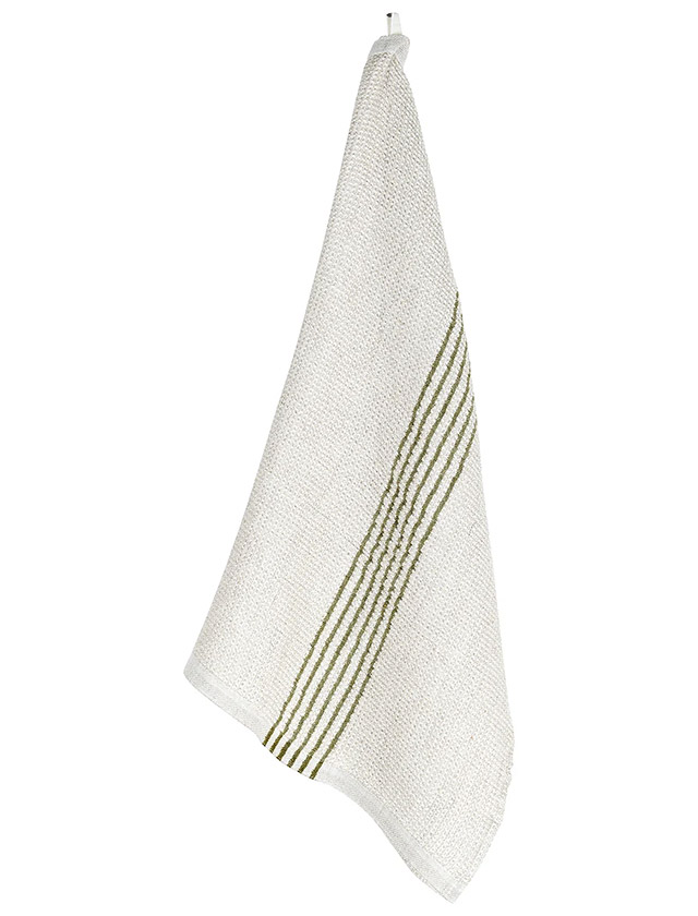 Lapuan Kankurit Handtuch „Puro“ aus Leinen–Tencel–Baumwolle in leinen-oliv.