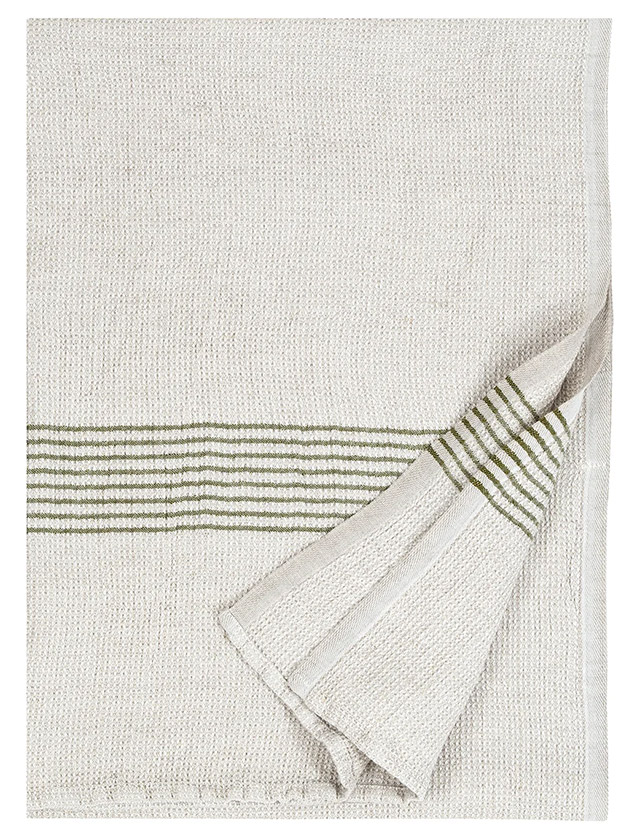 Lapuan Kankurit Duschtuch „Puro“ aus Leinen–Tencel–Baumwolle in leinen-oliv.
