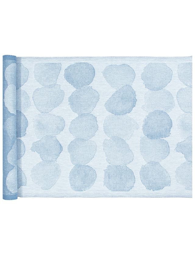 Sade Sauna Cover lang aus Leinen & Baumwolle in White-Rainy Blue von Lapuan Kankurit
