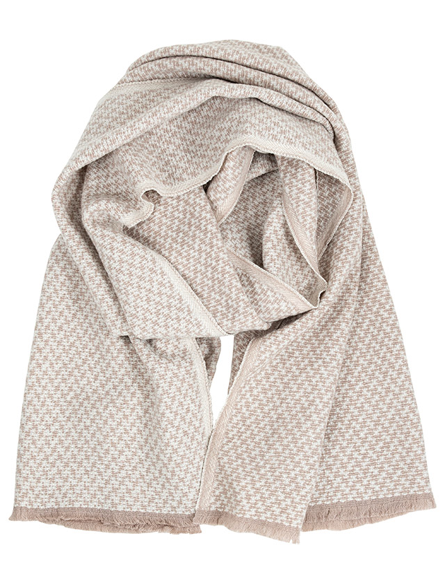 Salla Schal von Lapuan Kankurit aus weicher Merinowolle mit Hahnentritt-Muster in Beige-White