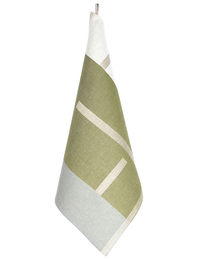 SUUNTRA Geschirrtuch in Olive-White-Grey von der finnischen Marke Lapuan Kankurit.