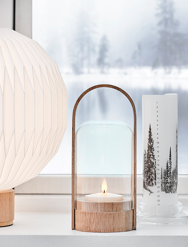 Candle Light LED Laterne aus Eichenholz und Tischleuchte Model 375 von LE KLINT aus Dänemark