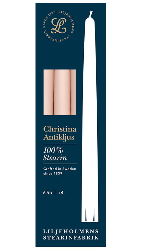 Liljeholmens Christina Antikljus 4er-Pack Altrosa Kerzen – 100 % Stearin, Handgefertigt in Schweden