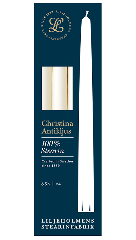 Liljeholmens Christina Antikljus 4er-Pack Creme Kerzen – 100 % Stearin, Handgefertigt in Schweden