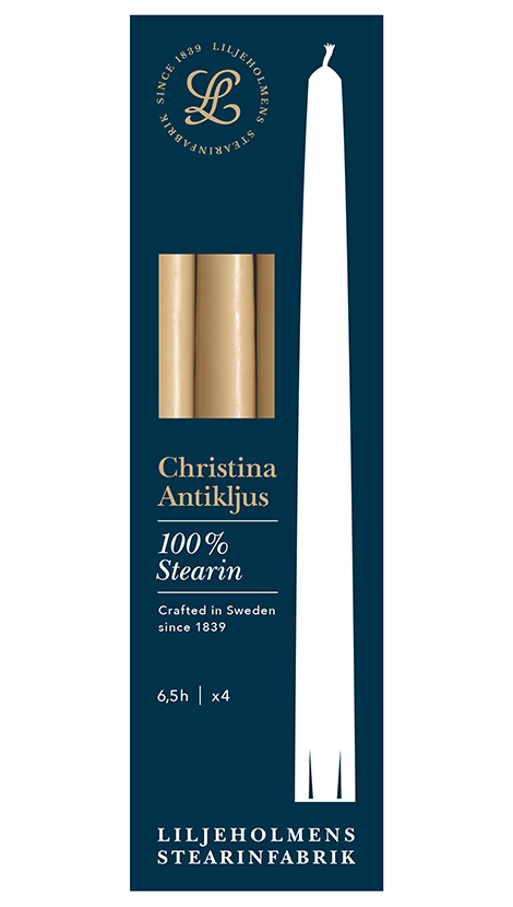 Liljeholmens Christina Antikljus 4er-Pack Honig Kerzen – 100 % Stearin, Handgefertigt in Schweden