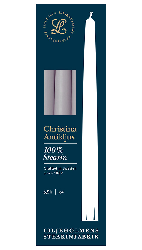 Liljeholmens Christina Antikljus 4er-Pack Malve Kerzen – 100 % Stearin, Handgefertigt in Schweden