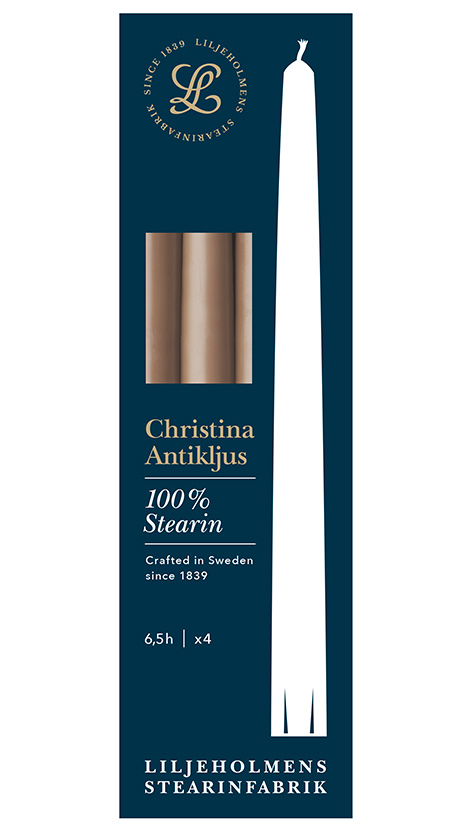 Liljeholmens Christina Antikljus 4er-Pack Nougat Kerzen – 100 % Stearin, Handgefertigt in Schweden