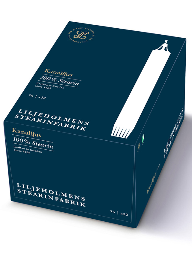 Liljeholmens Kanalkerzen weiß 30er Pack – 100% Stearin, hergestellt in Schweden