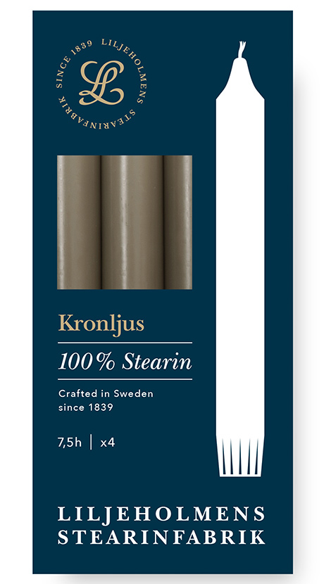 Liljeholmens Kronljus 4er-Pack Nougat Kerzen – 100 % Stearin, Handgefertigt in Schweden