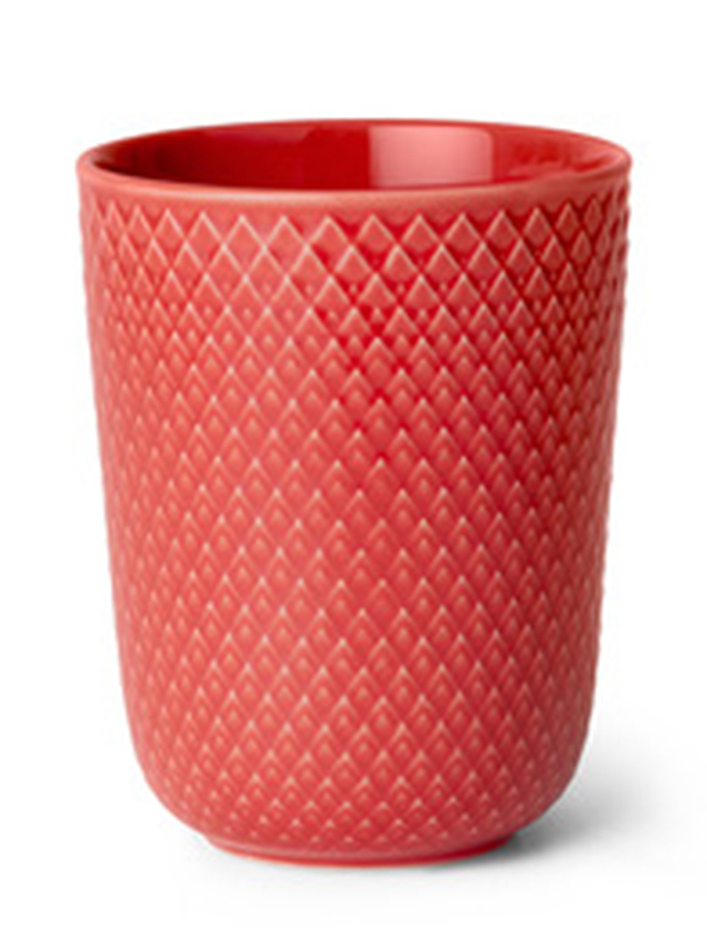 Rhombe Colour Becher in Dark Coral von Lyngby Porcelæn - 33cl Becher aus Porzellan