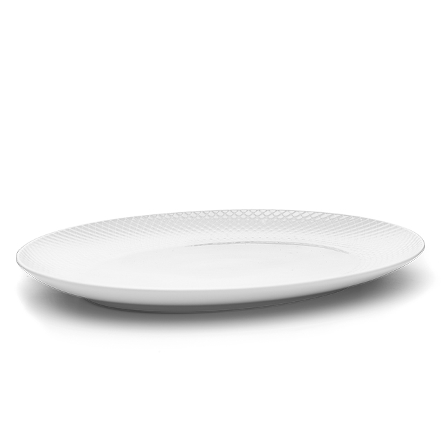 Ovale Rhombe Servierplatte aus weißem Porzellan von Lyngby Porcelæn