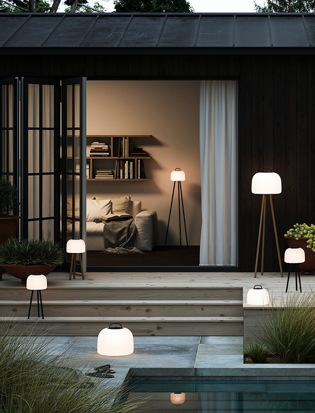 Nordlux Kettle Akkuleuchte mit schwarzem Metallgestell als portable Tischleuchte für Terrasse, Garten, Balkon und Wohnbereich