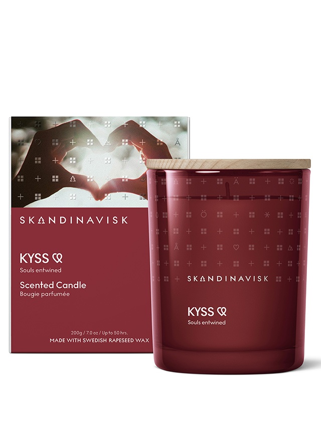 Skandinavisk HYGGE Duftkerze 200 g im braunen Glas mit Holzdeckel und Originalverpackung