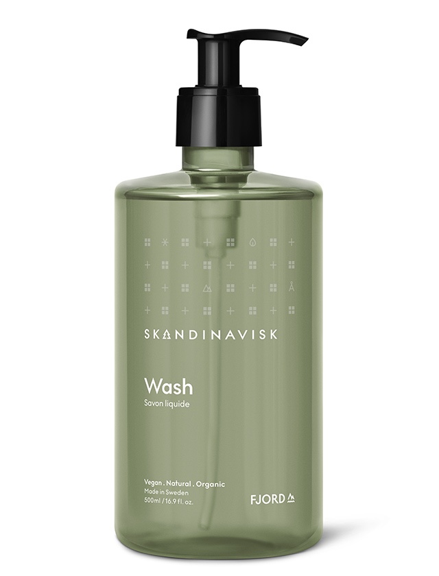Skandinavisk FJORD Hand & Body Wash 500 ml in hellgrüner Pumpflasche – flüssige Seife für Hände und Körper