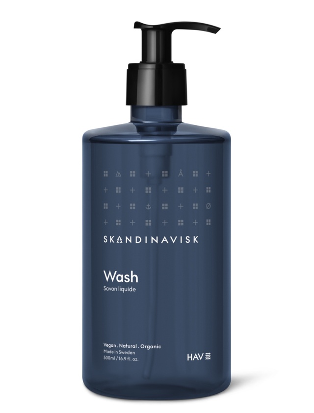 Skandinavisk HAV Hand & Body Wash 500 ml in dunkelblauer Pumpflasche – flüssige Seife für Hände und Körper