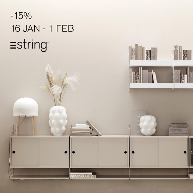 Jetzt 15 % Rabatt auf String Regale sichern! Entdecken Sie die zeitlosen Regalsysteme von String Furniture – flexibel, skandinavisch und perfekt für dein Zuhause.