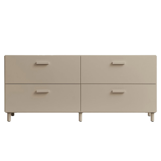 String Relief Kommode mit 4 Schubladen, niedrig, in Beige