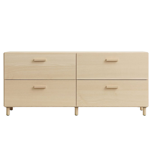 String Relief Kommode mit 4 Schubladen, niedrig, in Esche