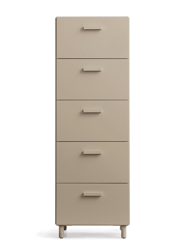 String Relief Kommode mit 6 Schubladen, hoch, in Beige