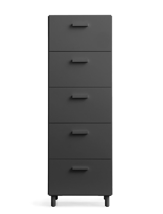 String Relief Kommode mit 6 Schubladen, hoch, in Grau