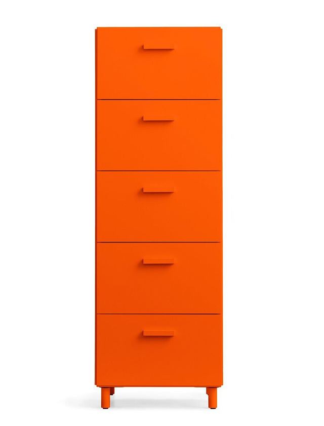 String Relief Kommode mit 6 Schubladen, hoch, in Orange