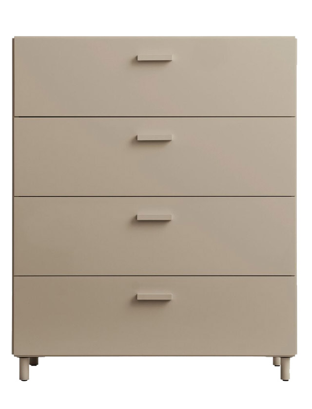 String Relief Kommode mit 4 Schubladen, breit, in Beige