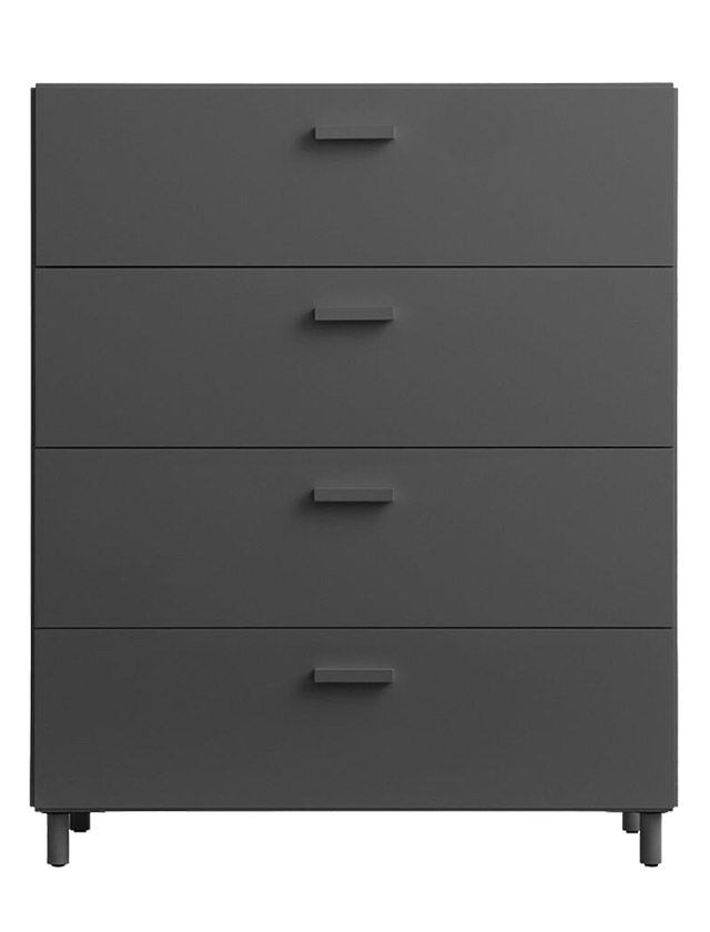 String Relief Kommode mit 4 Schubladen, breit, in Grau