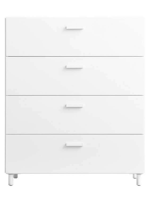 String Relief Kommode mit 4 Schubladen, breit, in Weiß