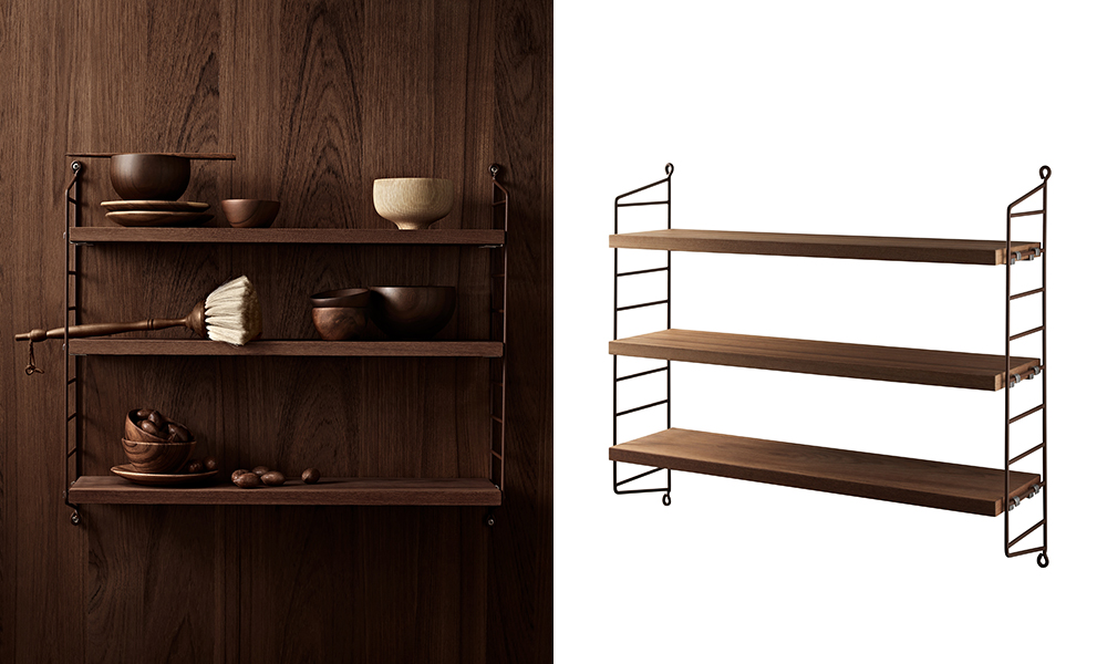 String Pocket - Oiled Teak - String Pocket Regal Teak. Das geölte Teakholz verleiht dem String Pocket ein elegantes und luxuriöses Aussehen. Wie das klassische String Regal System, können Sie auch die Sting Pocket Regale nach Ihren individuellen Bedürfnissen erweitern und gestalten. Das dekorative Mini-String-Regal wurde wie alle String Rockets im Jahr 2005 von Nils Strinning dem Vater vom String System entworfen.