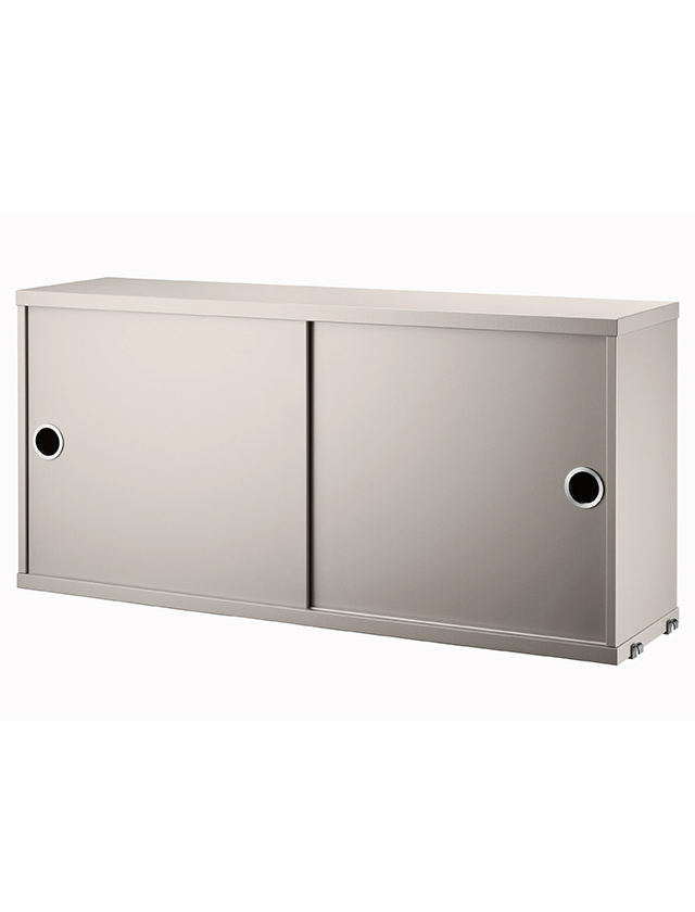 String Schrank in Beige mit Schiebetüren (20 cm) – String Regalsystem