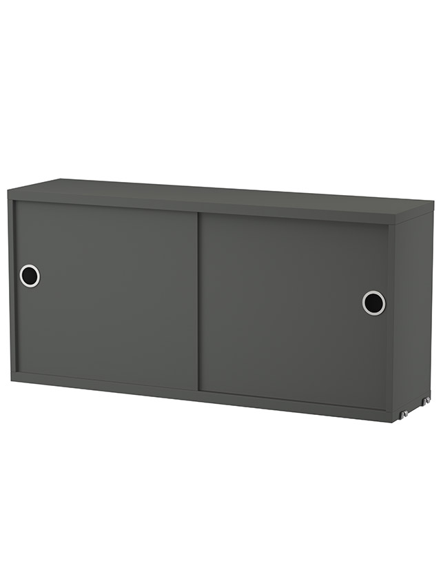 Hängeschrank mit Schiebetüren 78×20×42cm in Dunkelgrau von String Furniture