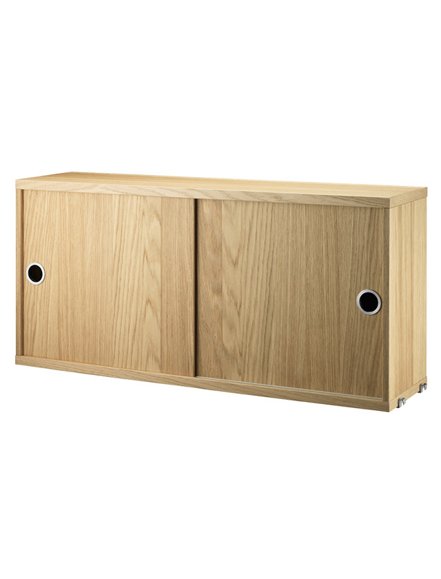 String System Schrank 78×20×42 mit Schiebetüren in Eiche
