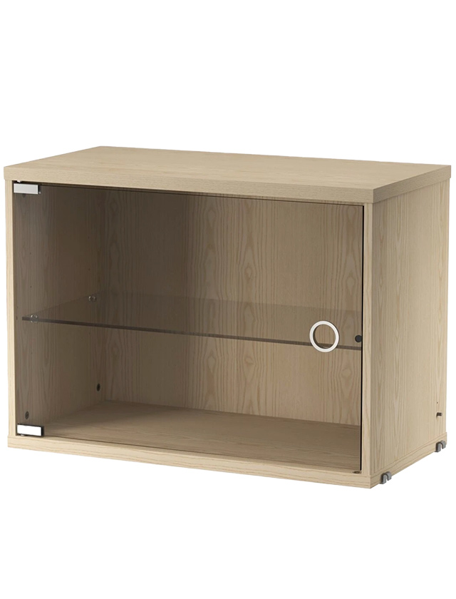 String Regal Schrank mit Klapptür aus Eschenholzfurnier, 58 cm breit