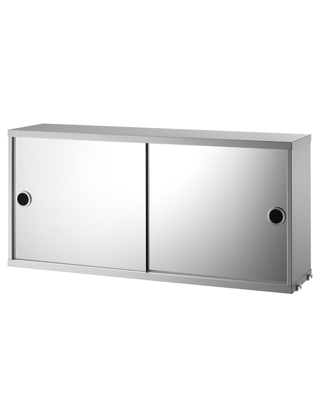 String Regal System Spiegelschrank in Grau