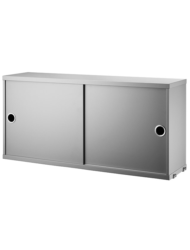 String System Schrank 78×20×42 mit Schiebetüren in Grau