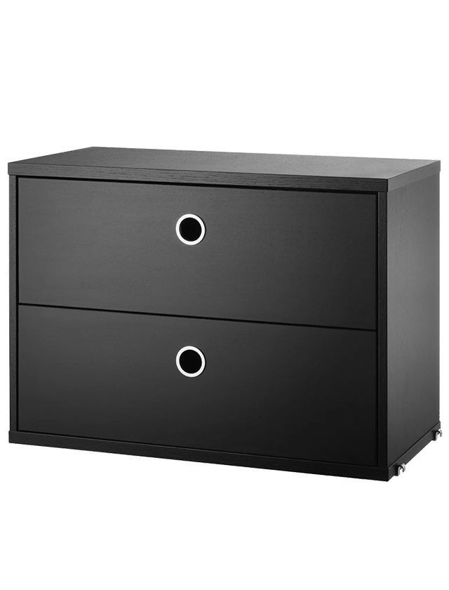 String Schrankelement mit zwei Schubladen 58 cm – schwarze Esche