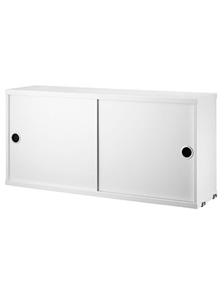 Weißer String Schrank mit Schiebetüren, 20 cm Tiefe – String Möbel System