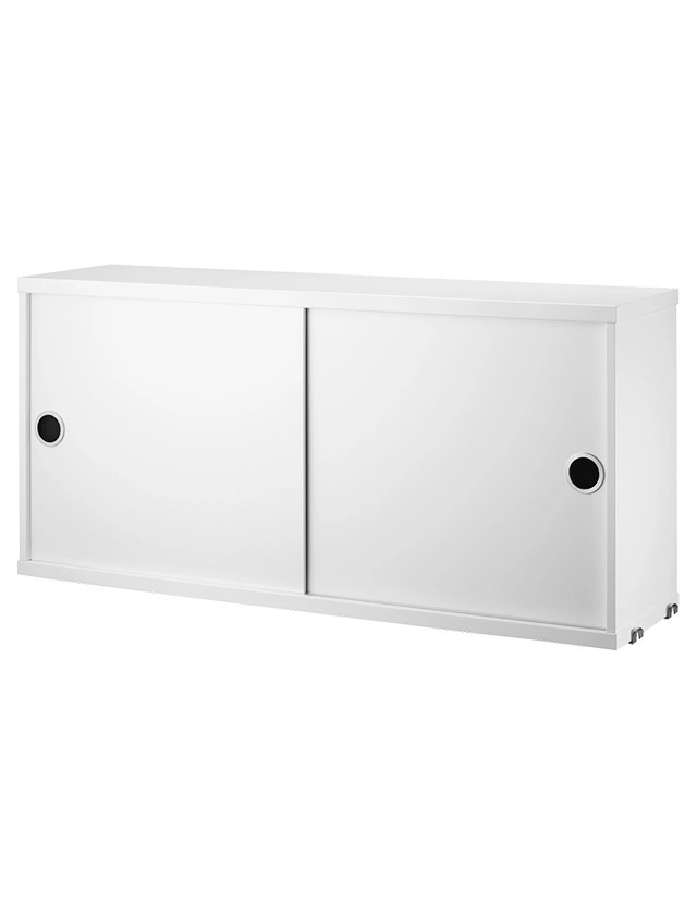 Weißer String Schrank mit Schiebetüren, 20 cm Tiefe – String Möbel System