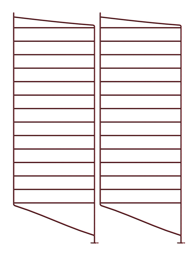 String Regal-System Bodenleiter in Dark Red, 2er Pack, 85 x 30 cm