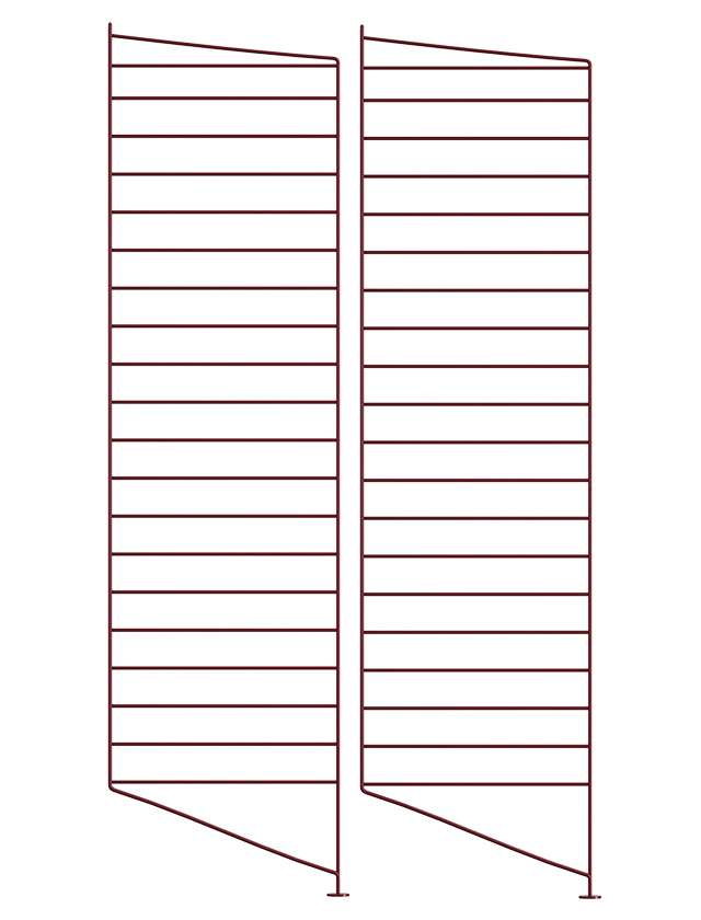 String Regal-System Bodenleiter in Dark Red, 2er Pack, 115 x 30 cm