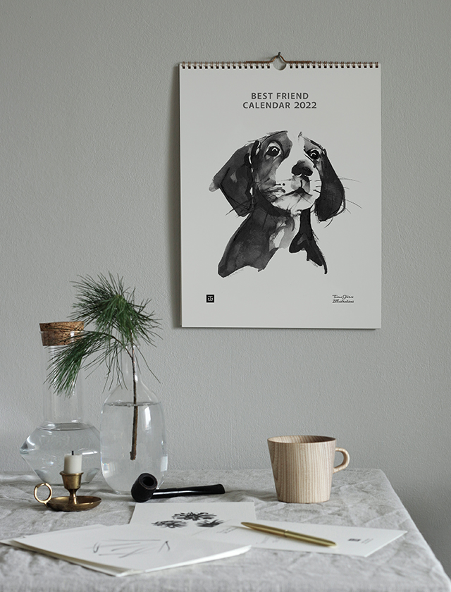 Teemu Järvi "Best Friend" Wandkalender 2022 mit 12 Illustrationen von Hunden.Die besten Freunde und Partner bei allen Outdoor-Abenteuern. Diese fröhlichen Charaktere werden Ihnen das ganze Jahr über ein Lächeln ins Gesicht zaubern.
